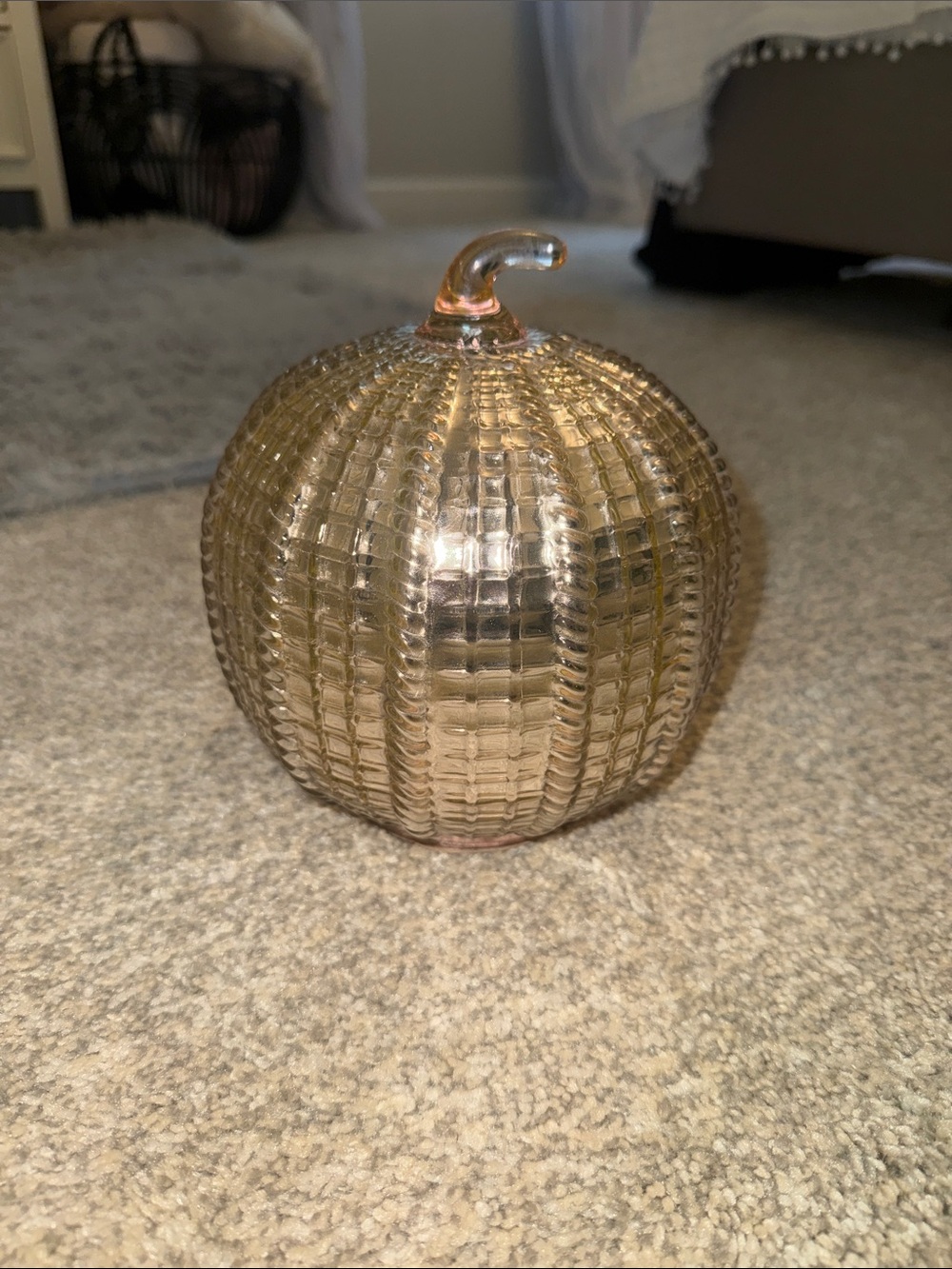Gold Glass Pumpkin Accent - Decorative Home Accent